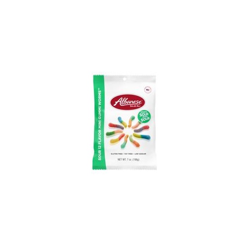 ALBANESE SOUR 12 FLAVOR MINI GUMMI WORMS 198G X 12