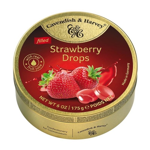 CAVENDISH & HARVEY FILLED STRAWBERRY DROPS 175G X 10