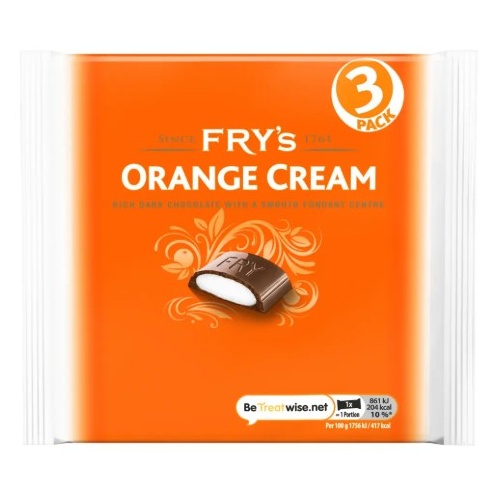 FRY'S ORANGE CREAM CHOCOLATE BAR 3PK 147G x 16