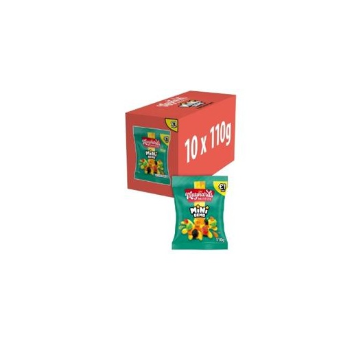 MAYNARDS BASSETTS MINI GEMS PEG BAG 110G X 10