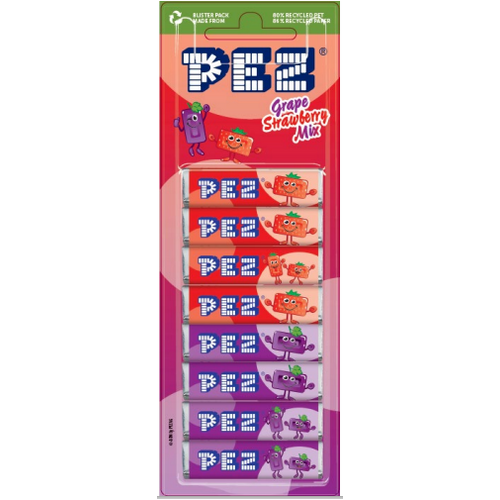 PEZ GRAPE & STRAWBERRY REFILL {8X8.5G} X 12