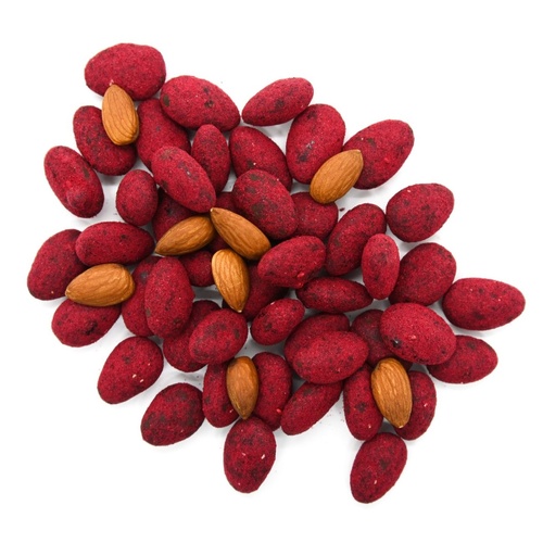 RASPBERRY DUSTED DARK CHOCOLATE ALMONDS 5KG