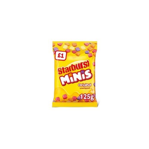 STARBURST MINIS VEGAN CHEWS SWEETS POUCH 125G X 12