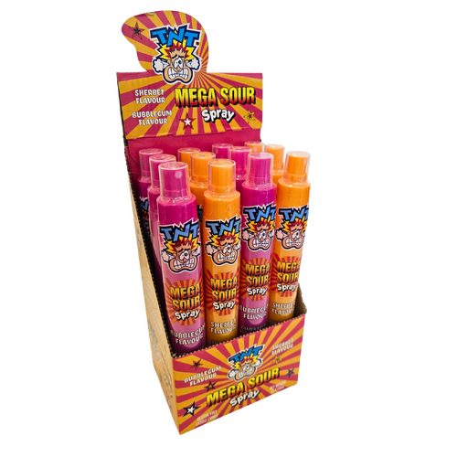 TNT MEGA SOUR SPRAY BUBBLEGUM & SHERBET FLAVOUR 110ML X 12
